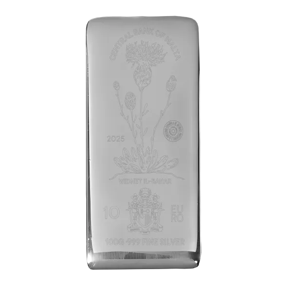 Lingot Argent Malte 100 grammes